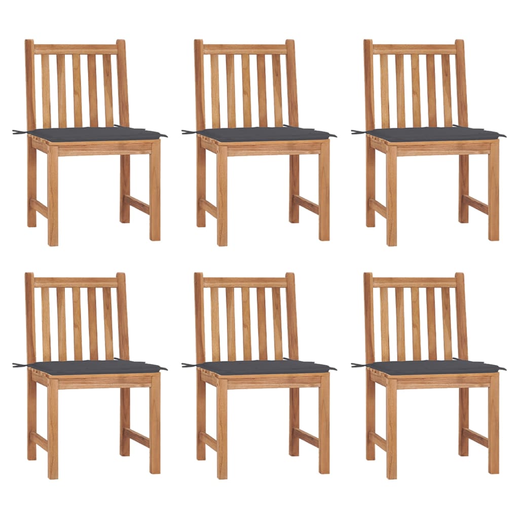 vidaXL 6 db tömör tíkfa kerti szék párnákkal