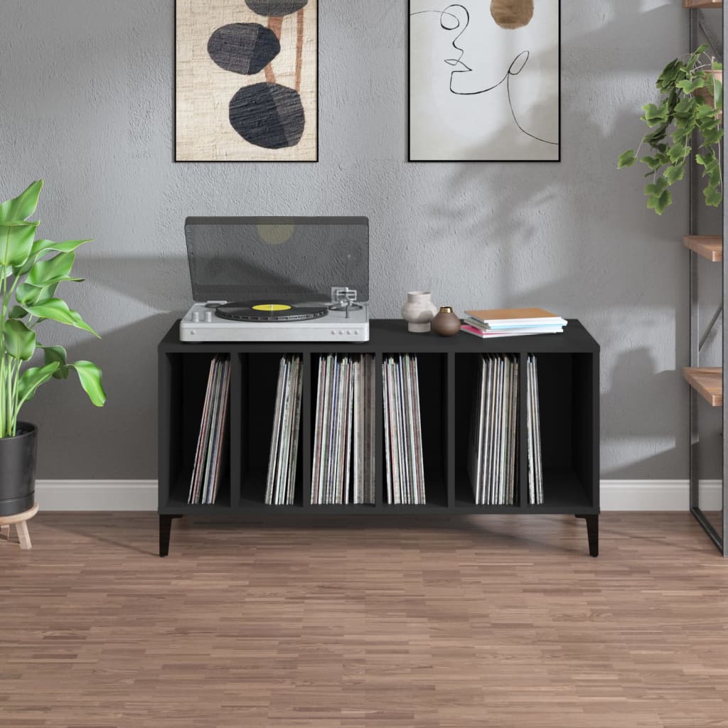 vidaXL fekete szerelt fa hanglemezszekrény 100 x 38 x 48 cm