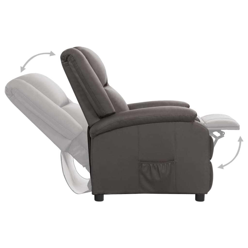 vidaXL szürke valódi bőr dönthető fotel
