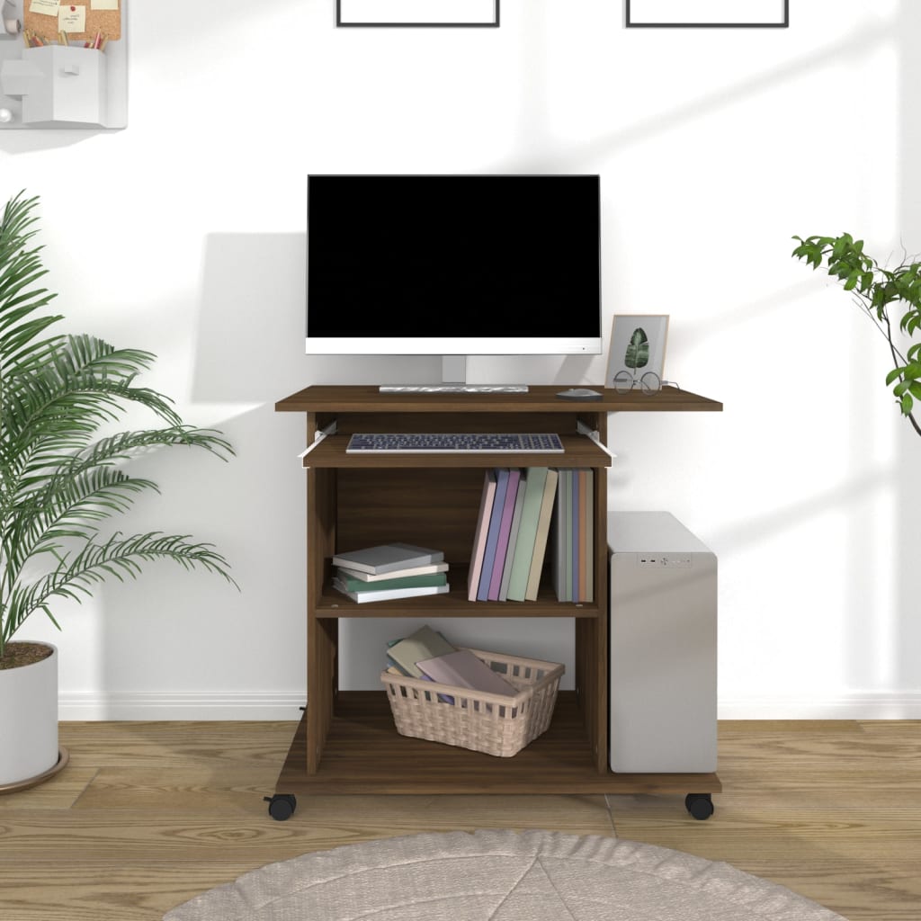 vidaXL barna tölgyszínű szerelt fa számítógépasztal 80 x 50 x 75 cm