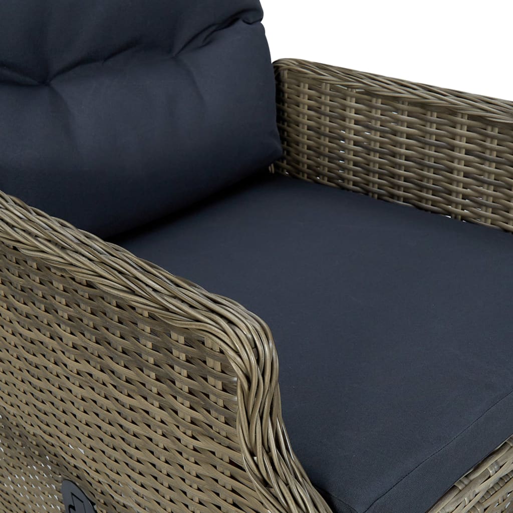vidaXL barna dönthető polyrattan kerti szék lábzsámollyal