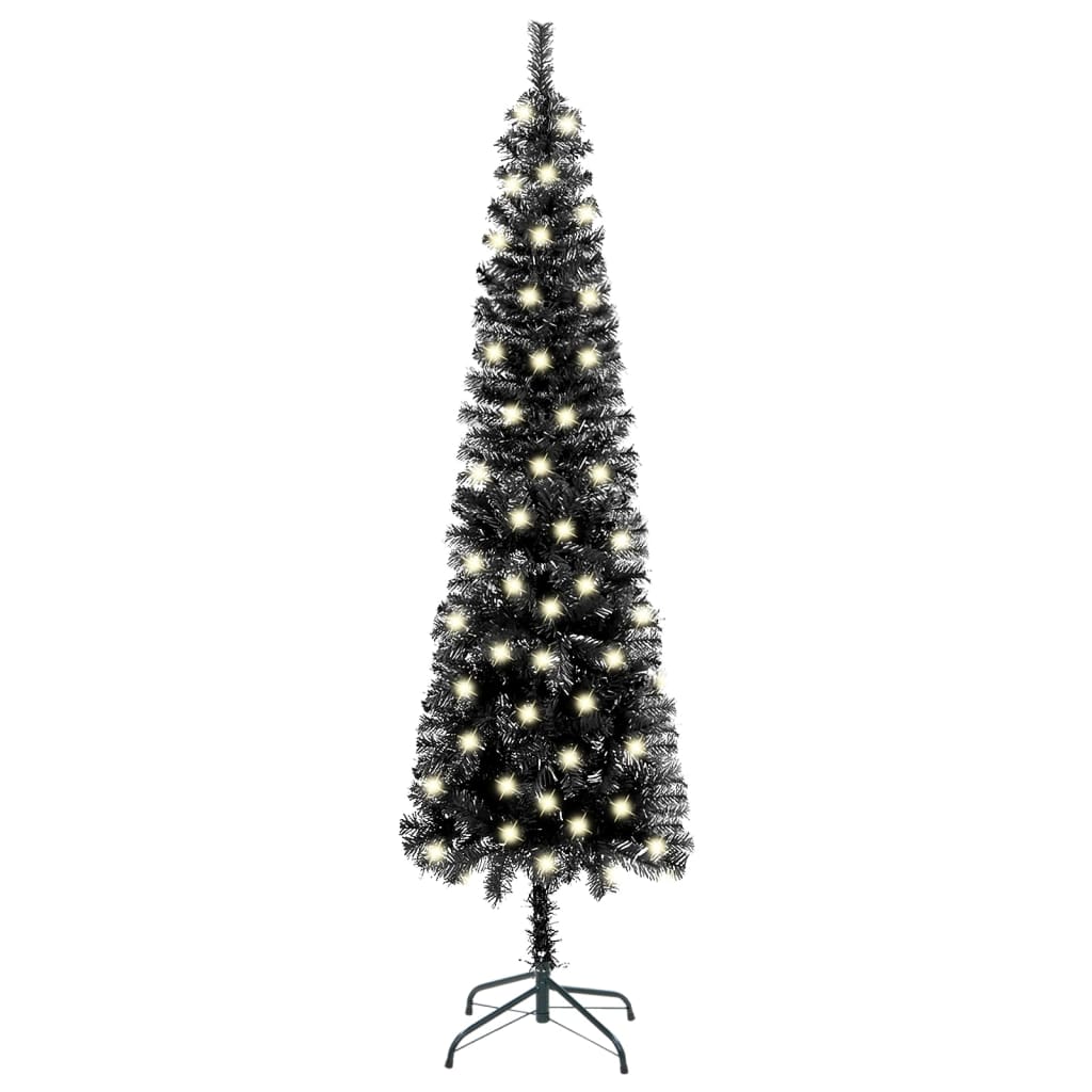 vidaXL fekete megvilágított vékony karácsonyfa 120 cm