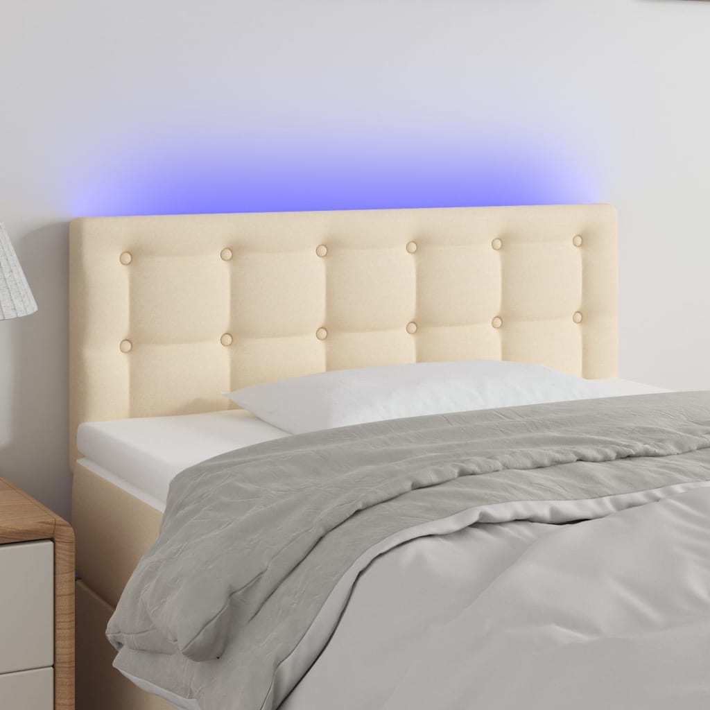 vidaXL krémszínű szövet LED-es fejtámla 100x5x78/88 cm