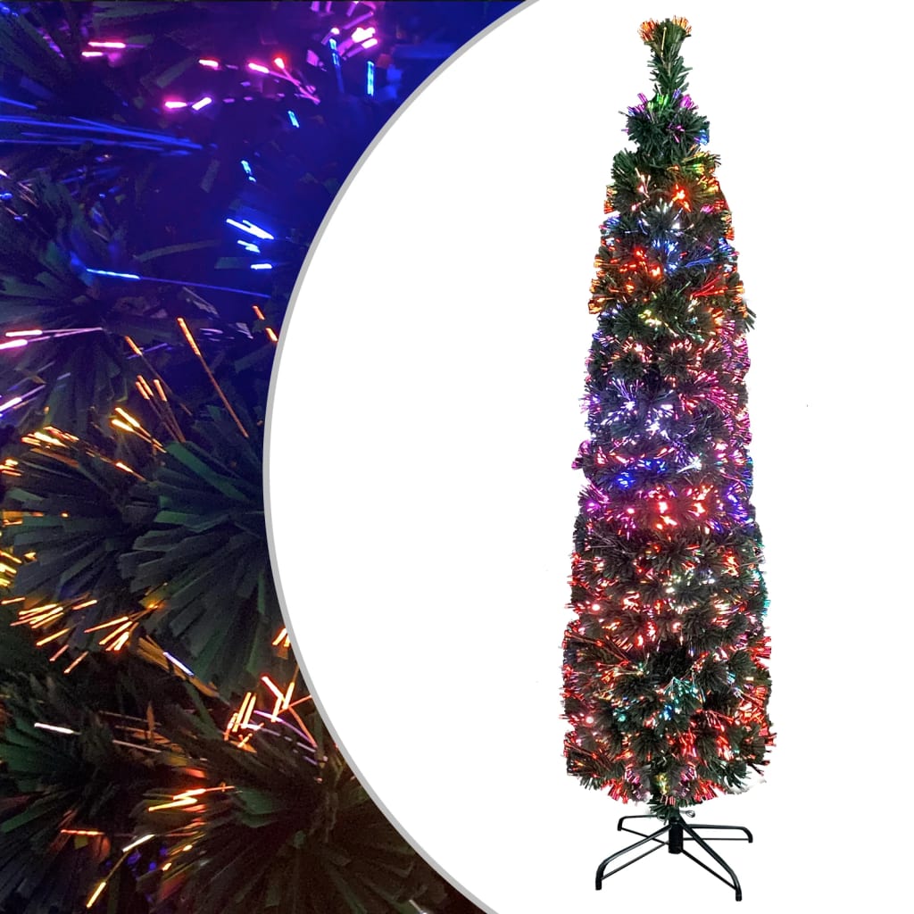 vidaXL száloptikás vékony műkarácsonyfa talppal 210 cm