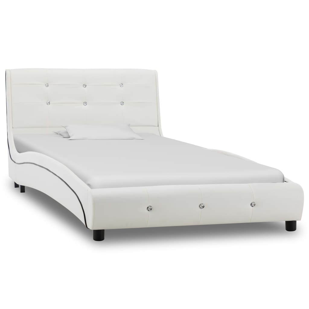 vidaXL fehér műbőr ágy memóriahabos matraccal 90 x 200 cm