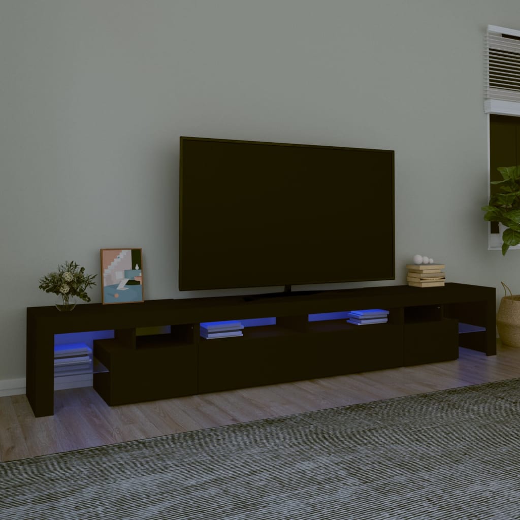 vidaXL fekete TV-szekrény LED-világítással 260x36,5x40 cm