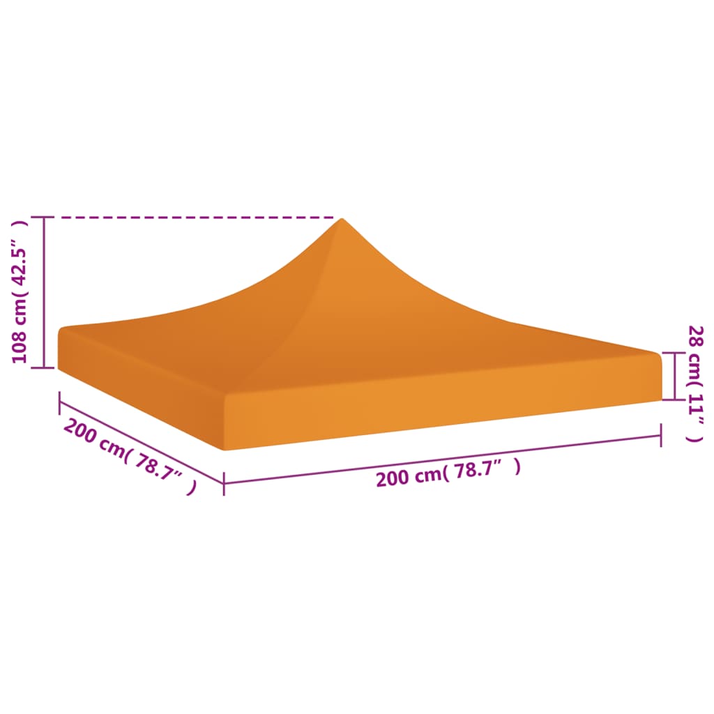 vidaXL narancssárga tető partisátorhoz 2 x 2 m 270 g/m²