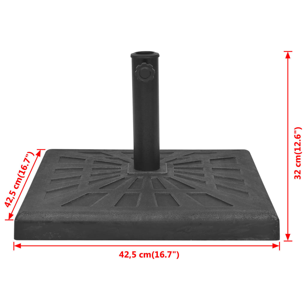 vidaXL négyszög alakú, fekete gyanta napernyő talp 12 kg