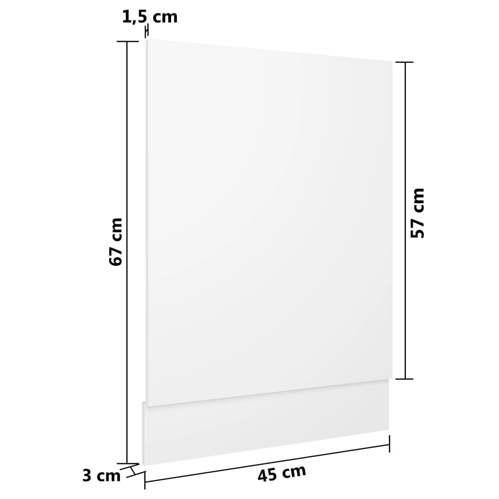 vidaXL fehér forgácslap mosogatógép-panel 45 x 3 x 67 cm