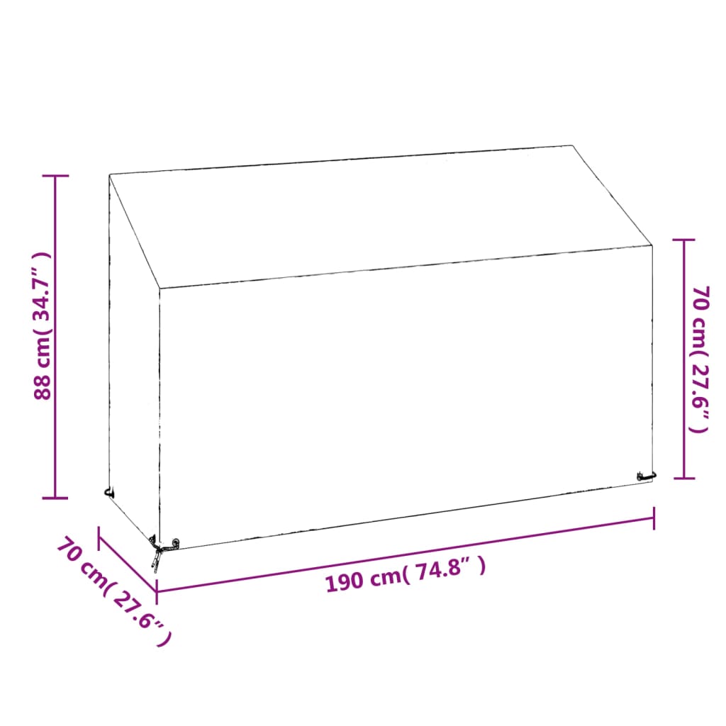 vidaXL 2 db polietilén kerti padhuzat 8 fűzőlyukkal 190x70x70/88 cm