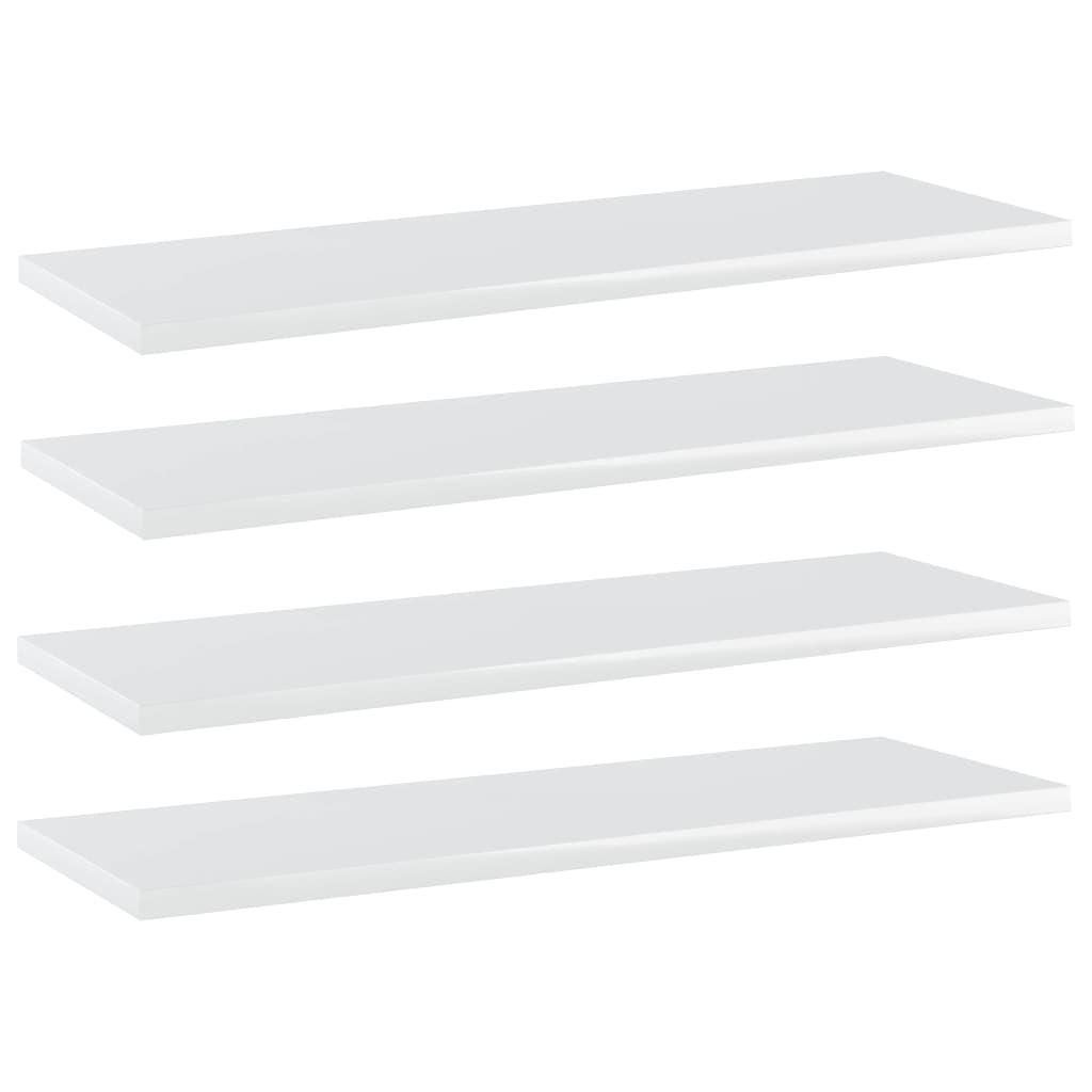 vidaXL 4 db magasfényű fehér forgácslap könyvespolc 60 x 20 x 1,5 cm