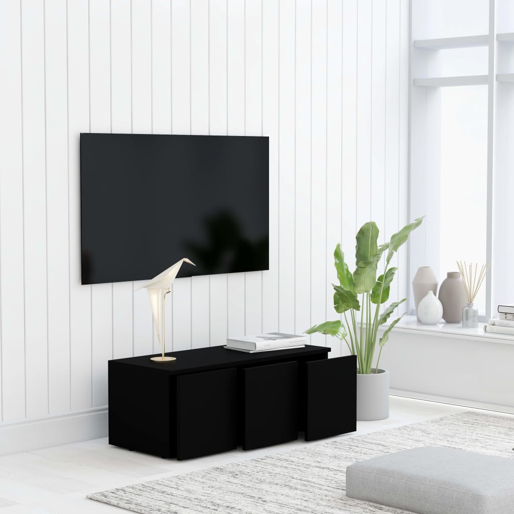 vidaXL fekete forgácslap TV-szekrény 80 x 34 x 30 cm
