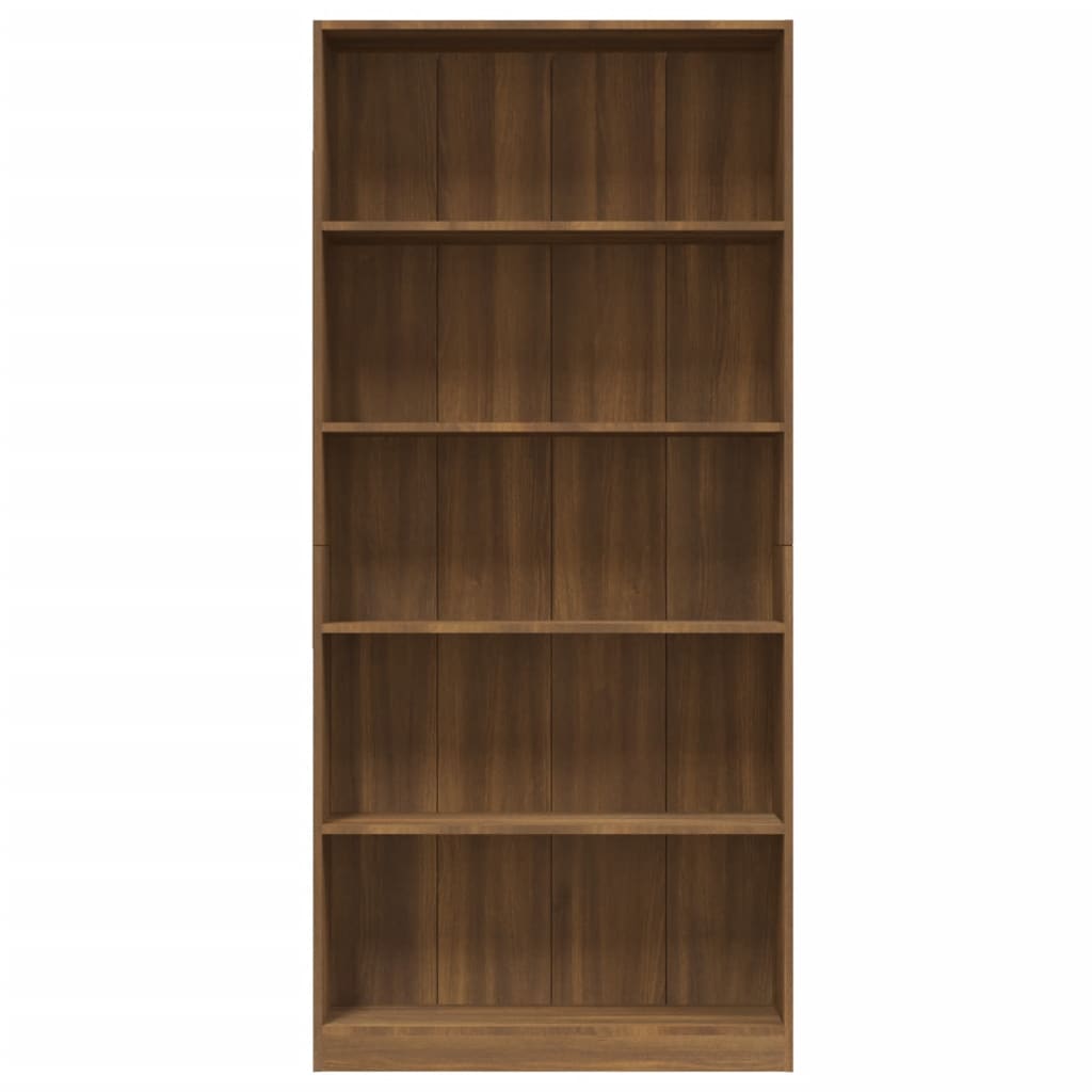 vidaXL 5 szintes barna tölgyszínű fa könyvszekrény 80 x 24 x 175 cm