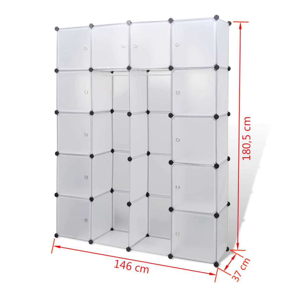 vidaXL fehér moduláris szekrény 14 rekesszel 37 x 146 x 180,5 cm