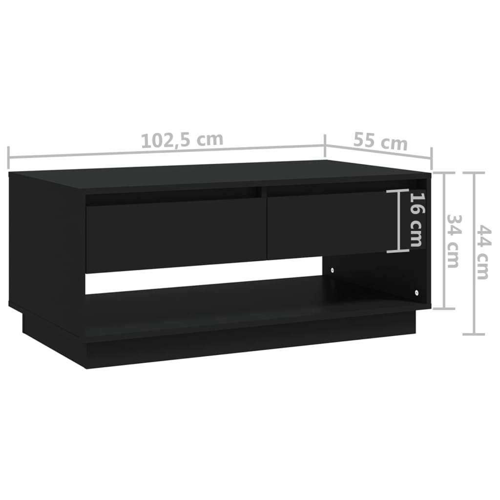 vidaXL fekete forgácslap dohányzóasztal 102,5 x 55 x 44 cm