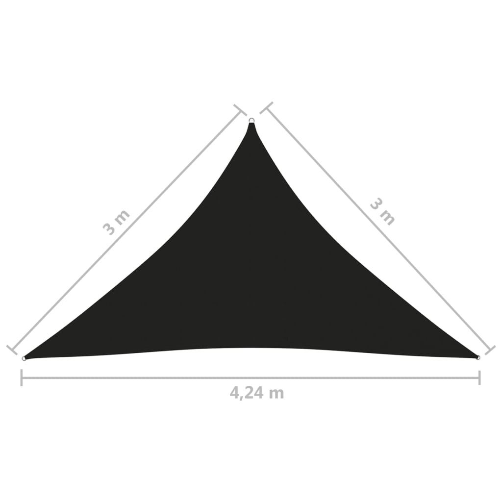 vidaXL fekete háromszög alakú oxford-szövet napvitorla 3 x 3 x 4,24 m