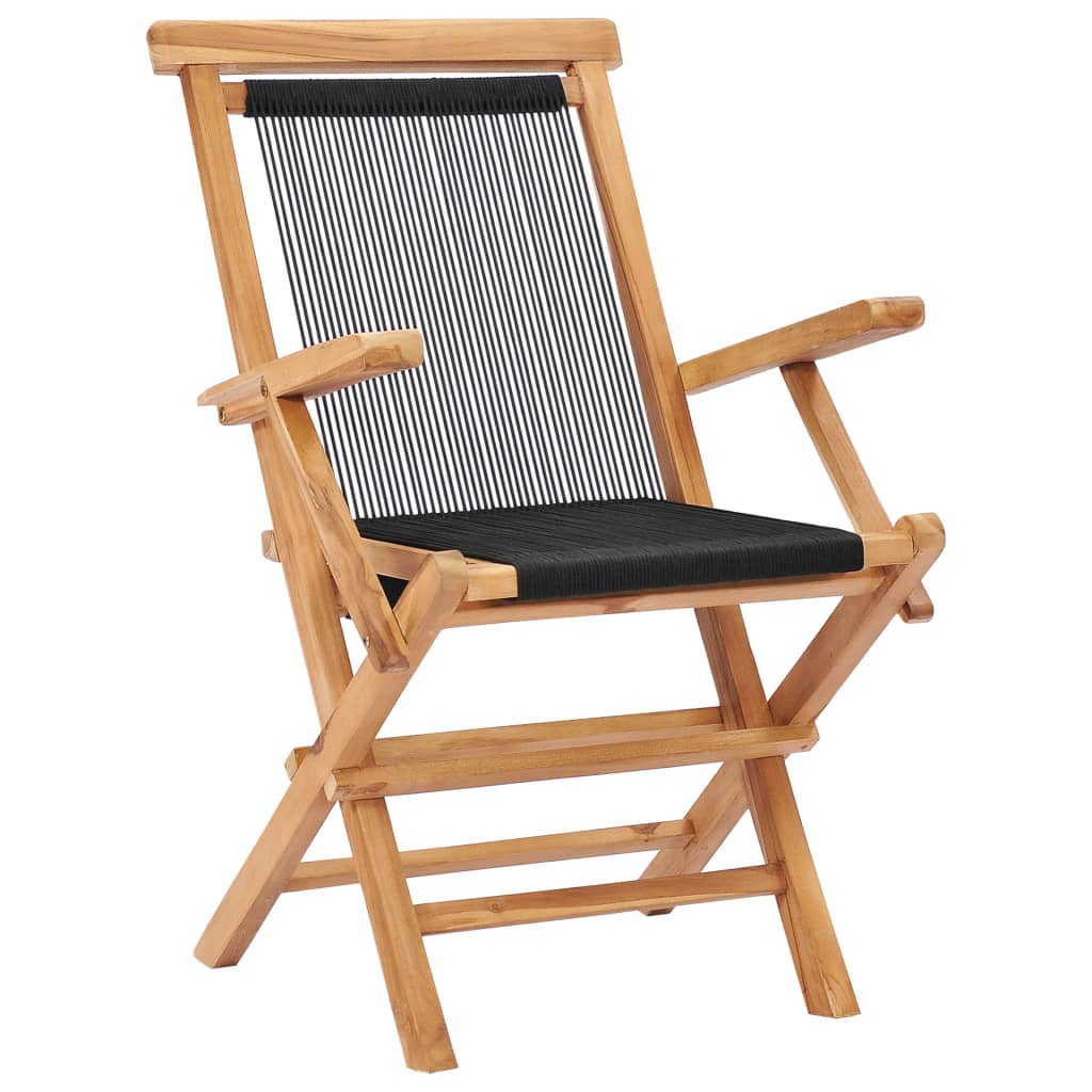 vidaXL 2 db összecsukható tömör tíkfa és kötél kerti szék