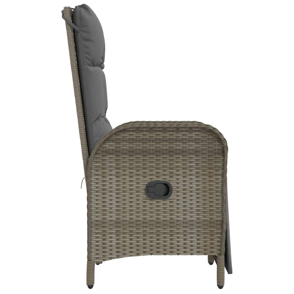 vidaXL 2 db szürke polyrattan dönthető kültéri szék párnával