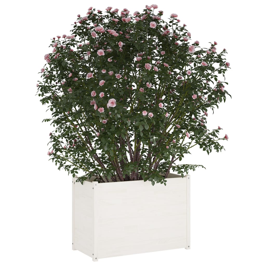 vidaXL fehér tömör fenyőfa kerti virágtartó 100 x 50 x 70 cm