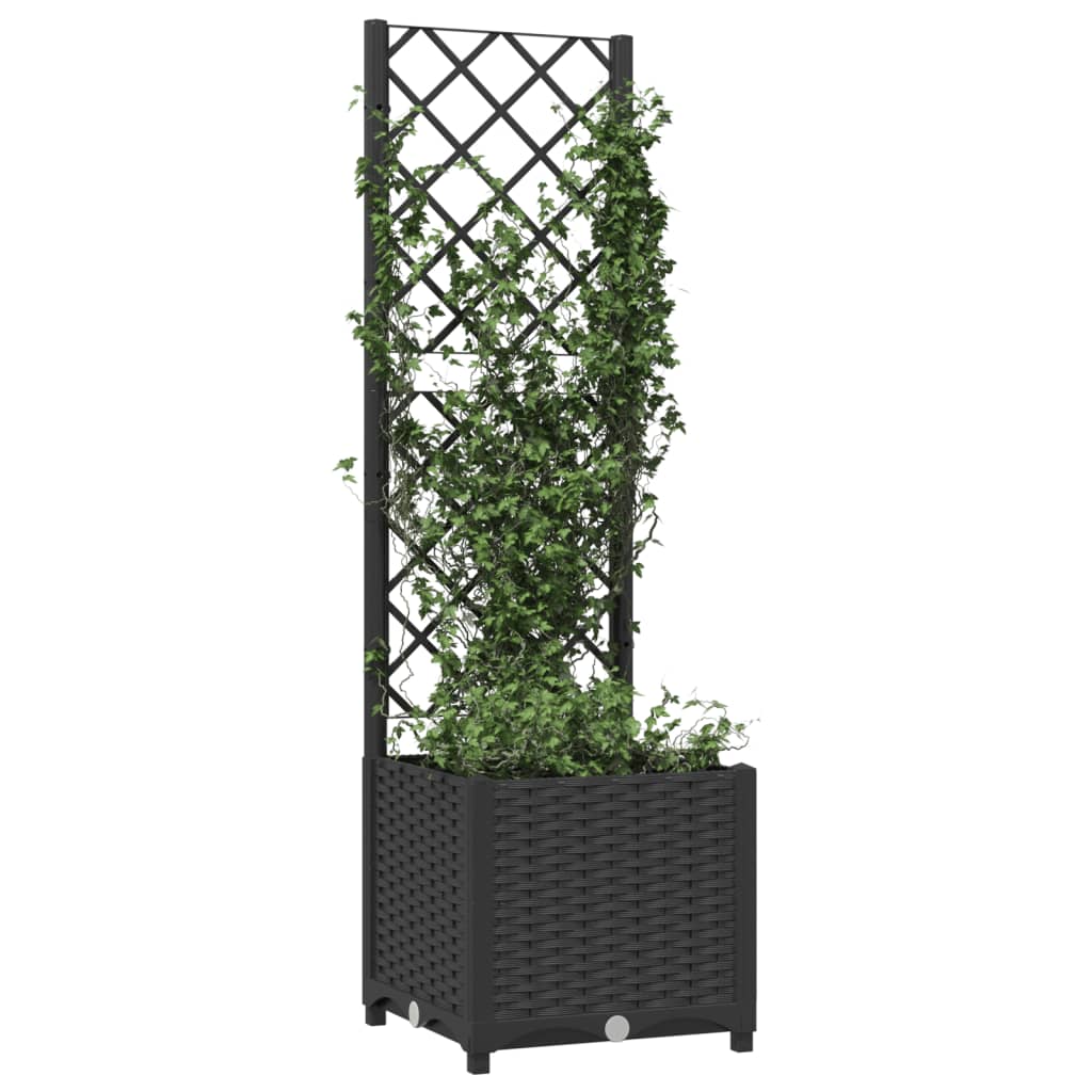 vidaXL fekete polipropilén rácsos kerti ültetőláda 40 x 40 x 136 cm