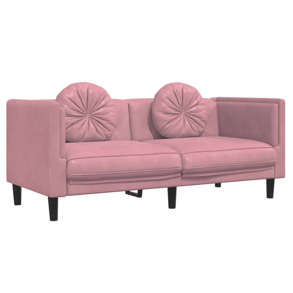vidaXL 2 részes rózsaszín bársony ülőgarnitúra párnákkal