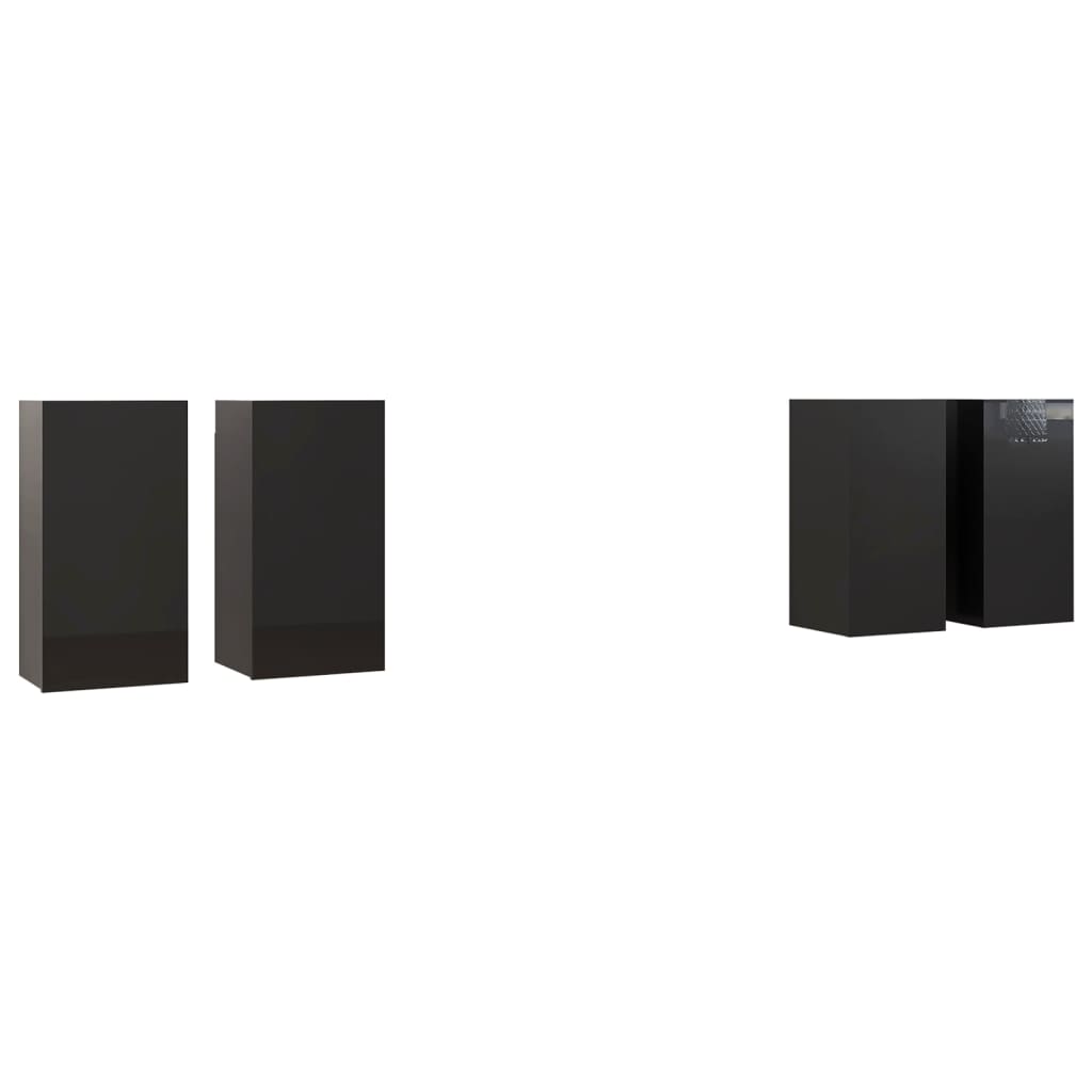 vidaXL 4 db magasfényű fekete forgácslap TV-szekrény 30,5 x 30 x 60 cm