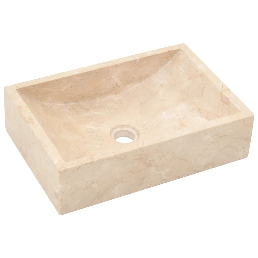 vidaXL tömör tíkfa fürdőszobaszekrény krémszínű márvány mosdókkal