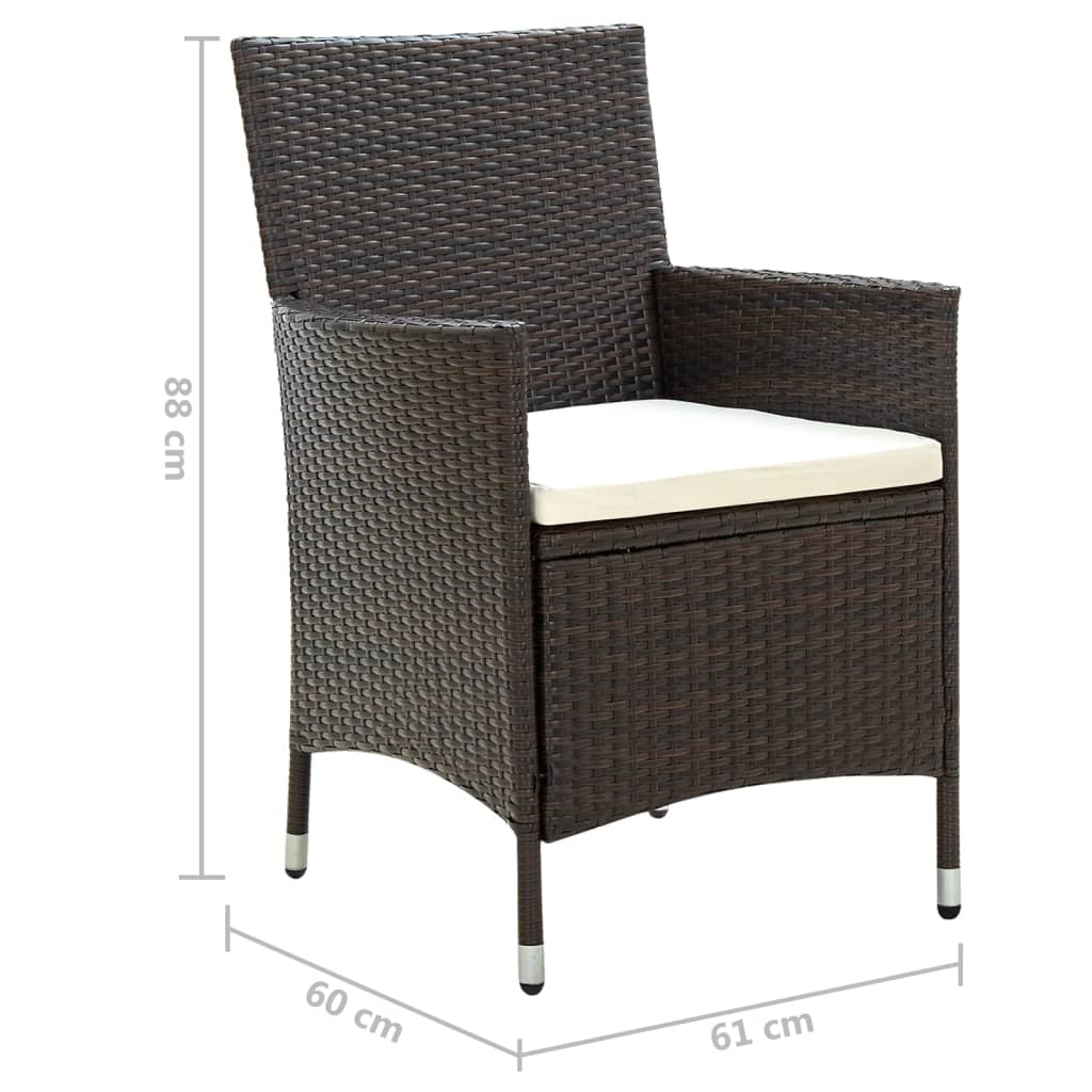 vidaXL 4 db barna polyrattan kerti szék párnával