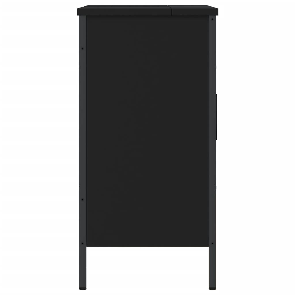 vidaXL fekete szerelt fa fürdőszobai mosdószekrény 60 x 30 x 60 cm