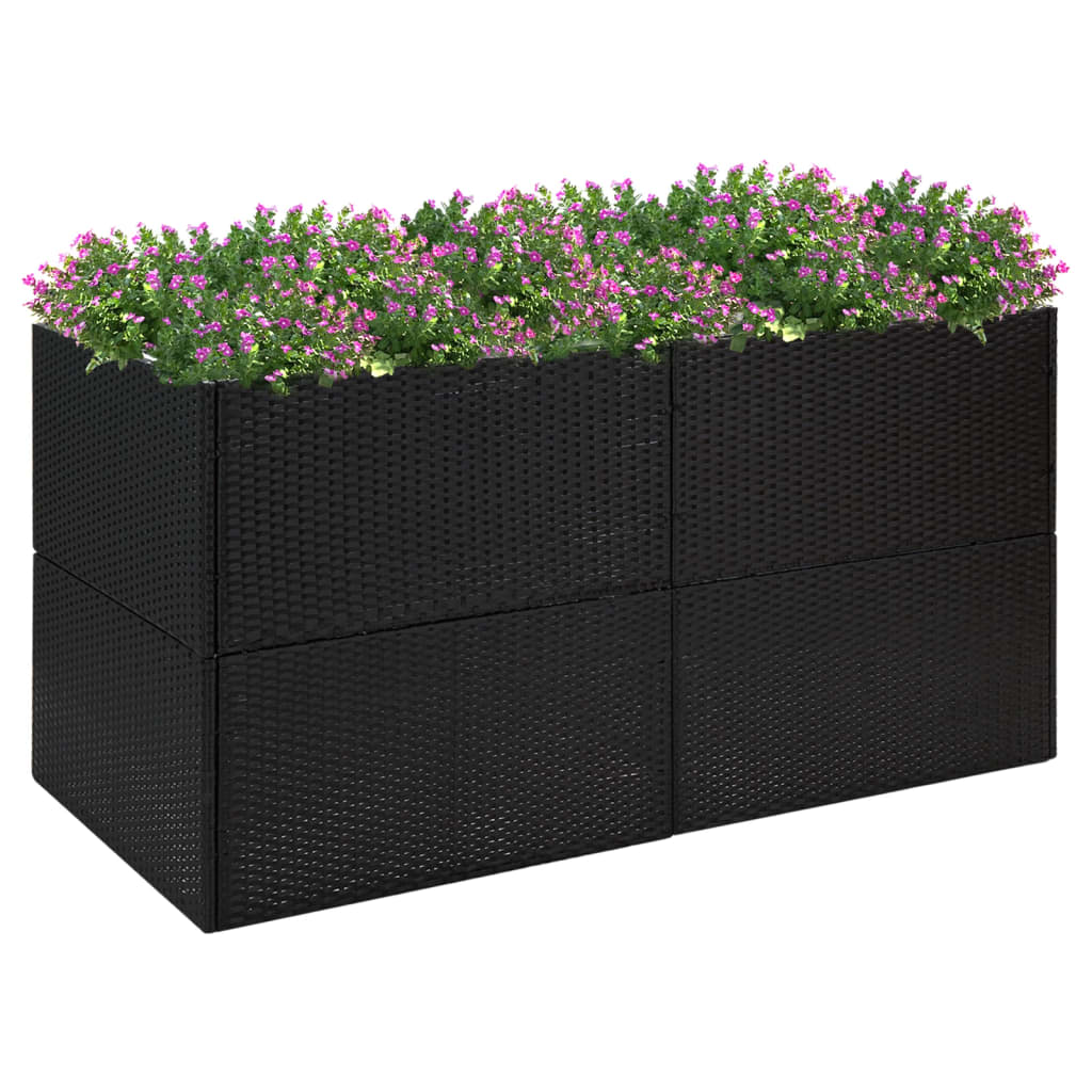 vidaXL fekete polyrattan kerti ültetőláda 157x80x80 cm