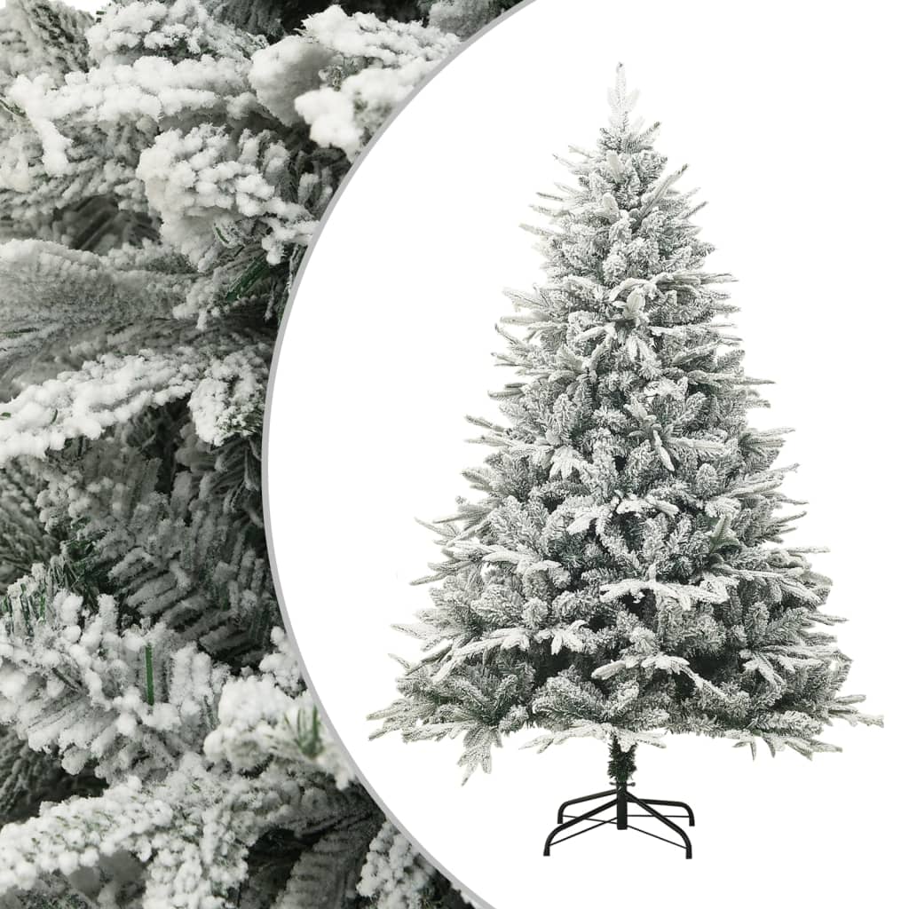 vidaXL zöld PVC/PE műkarácsonyfa LED-ekkel, gömbszettel, hóval 180 cm