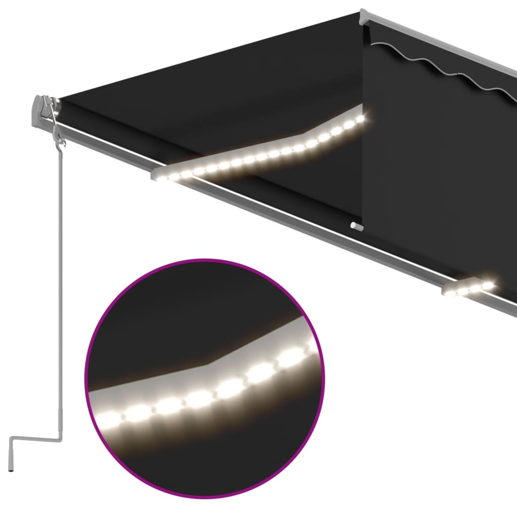 vidaXL antracit redőnyös, LED-es, szélérzékelős napellenző 3,5x2,5 cm