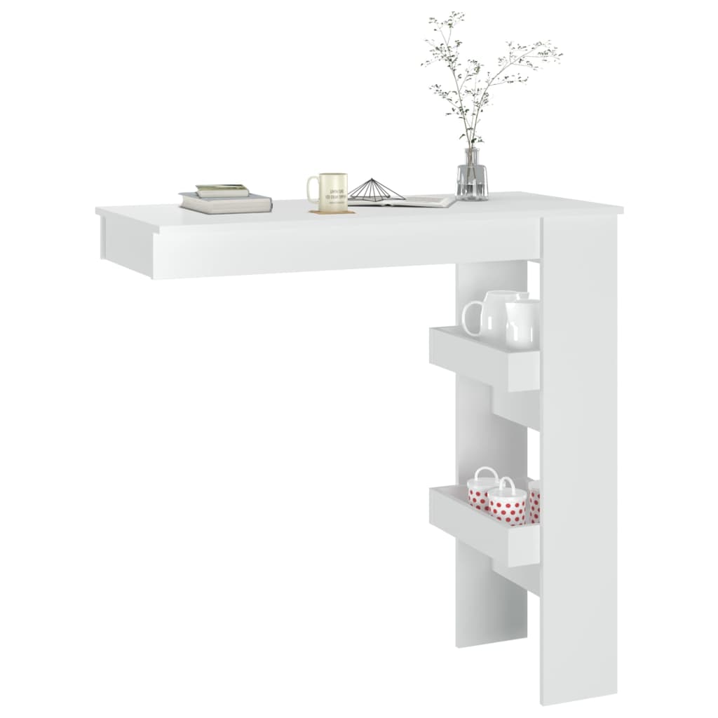 vidaXL magasfényű fehér fatermék fali bárasztal 102 x 45 x 103,5cm