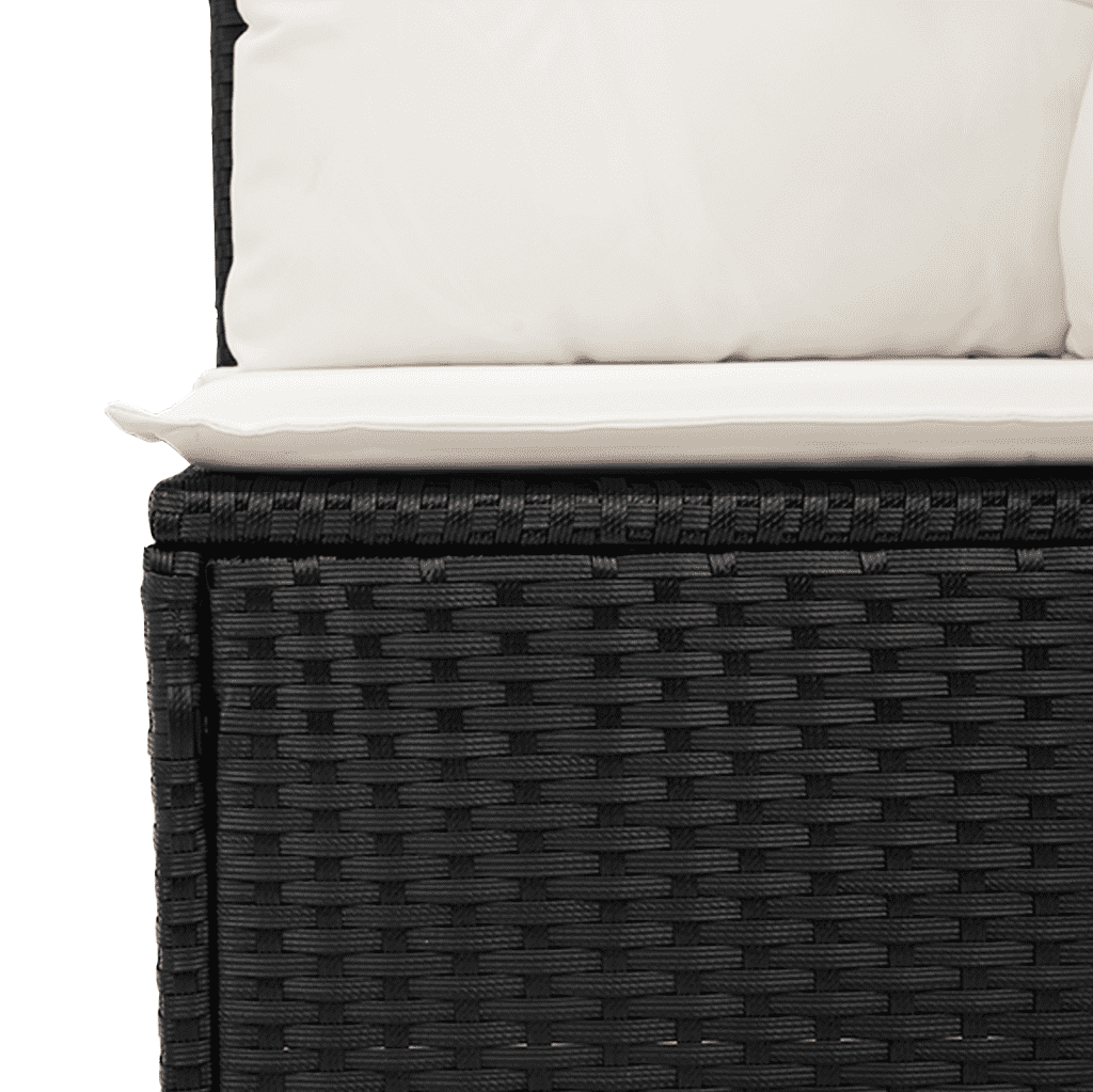 vidaXL 11 részes fekete polyrattan kerti ülőgarnitúra párnákkal