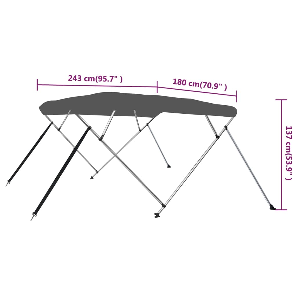 vidaXL antracitszürke négyágú bimini tető 243 x 180 x 137 cm