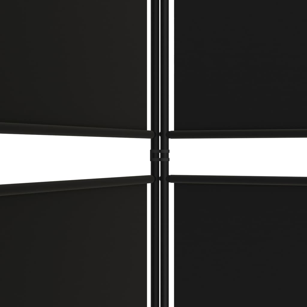 vidaXL 6 paneles fekete szövet térelválasztó 300x220 cm