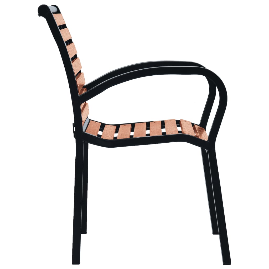 vidaXL 2 db fekete és barna acél és WPC kerti szék
