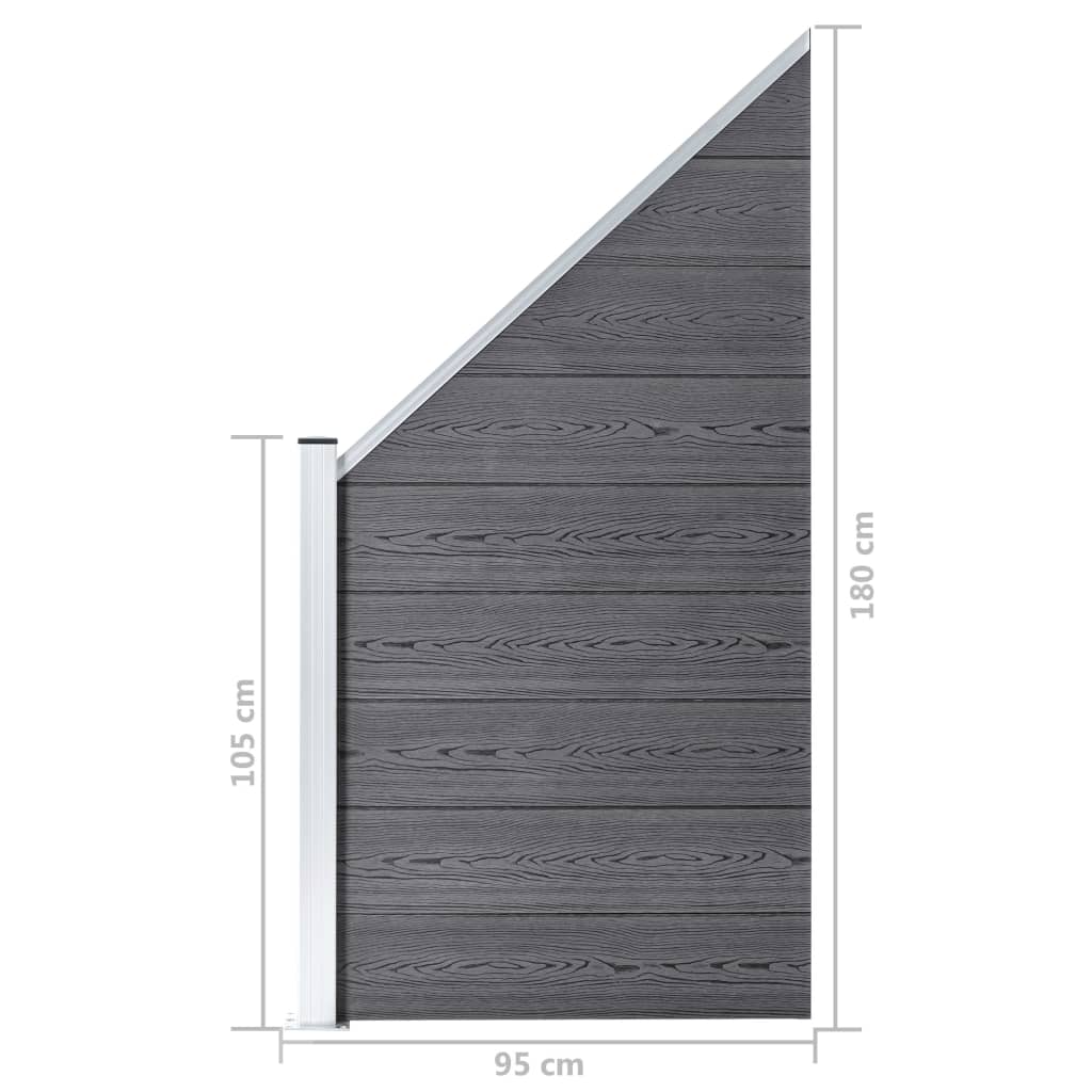 vidaXL 9 négyszögletes és 1 ferde szürke WPC kerítéselem 1657 x 186 cm