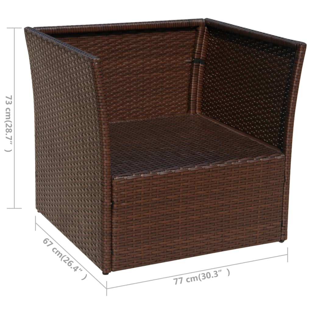 vidaXL barna kerti polyrattan szék zsámollyal