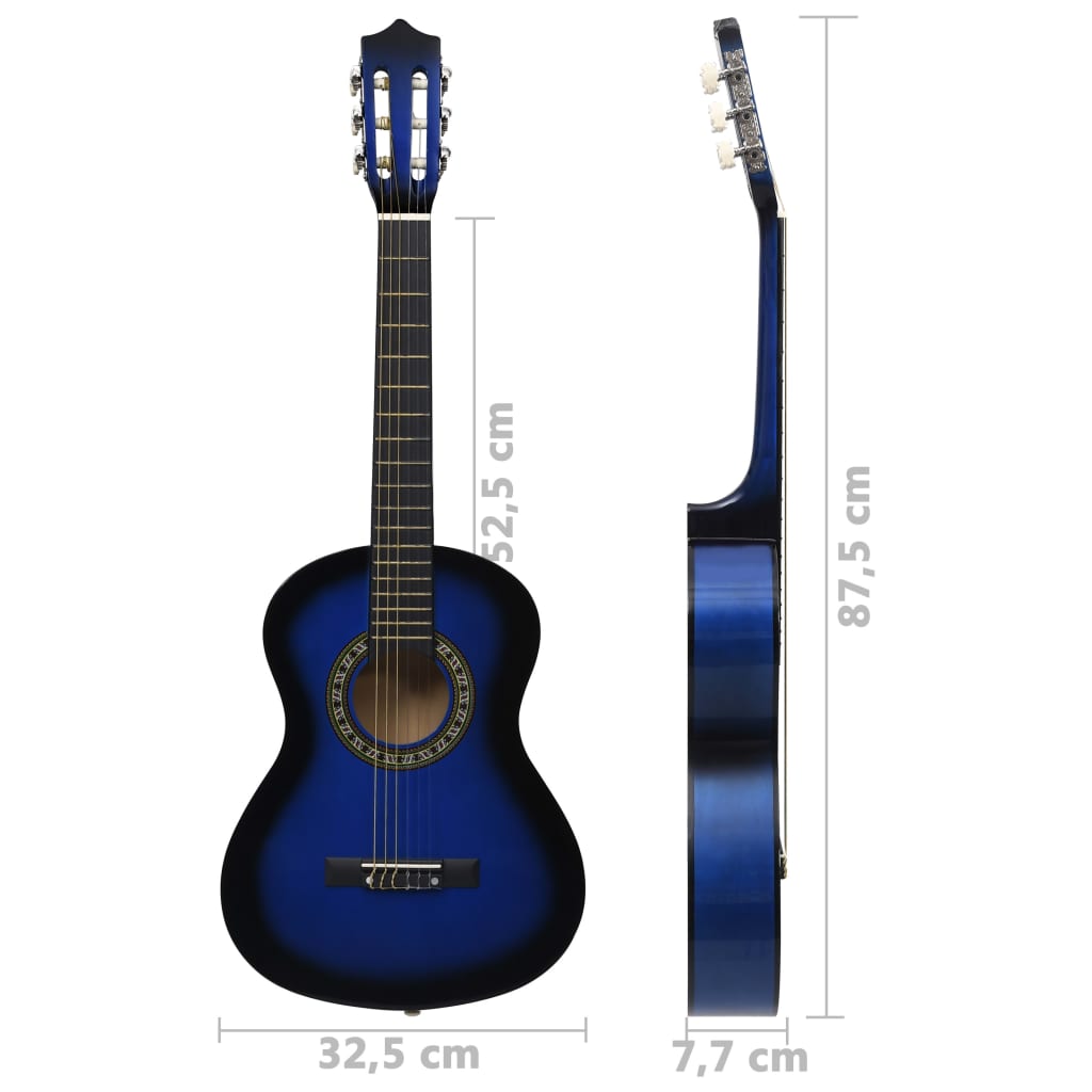 vidaXL kék klasszikus gitár kezdőknek és gyerekeknek 1/2 34"