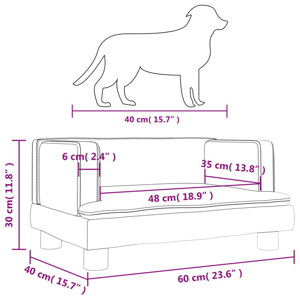 vidaXL rózsaszín bársony kutyaágy 60 x 40 x 30 cm