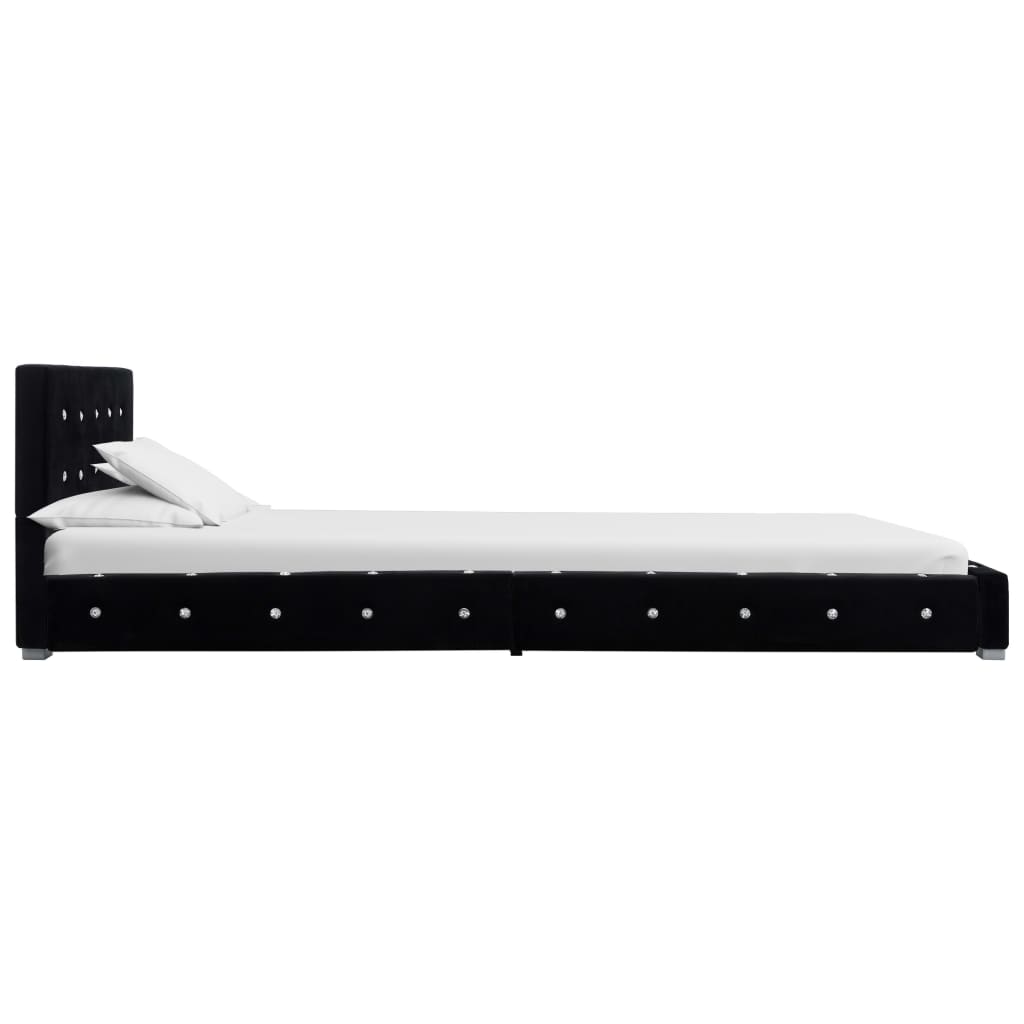 vidaXL fekete bársony ágykeret 90 x 200 cm