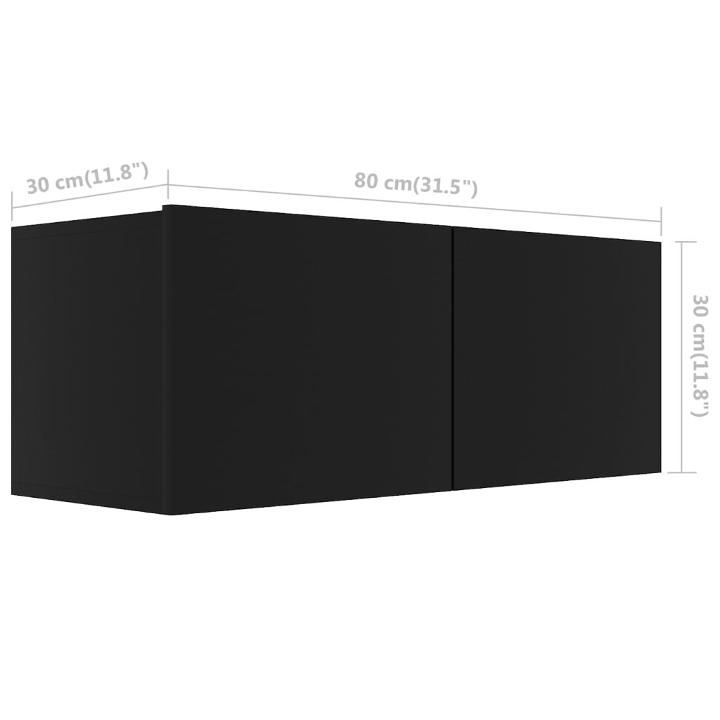 vidaXL fekete forgácslap TV-szekrény 80 x 30 x 30 cm