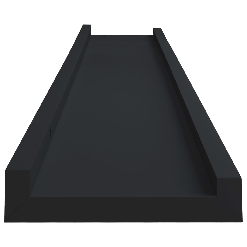 vidaXL 2 db fekete MDF szegélypolc képkeretekhez 80 x 9 x 3 cm