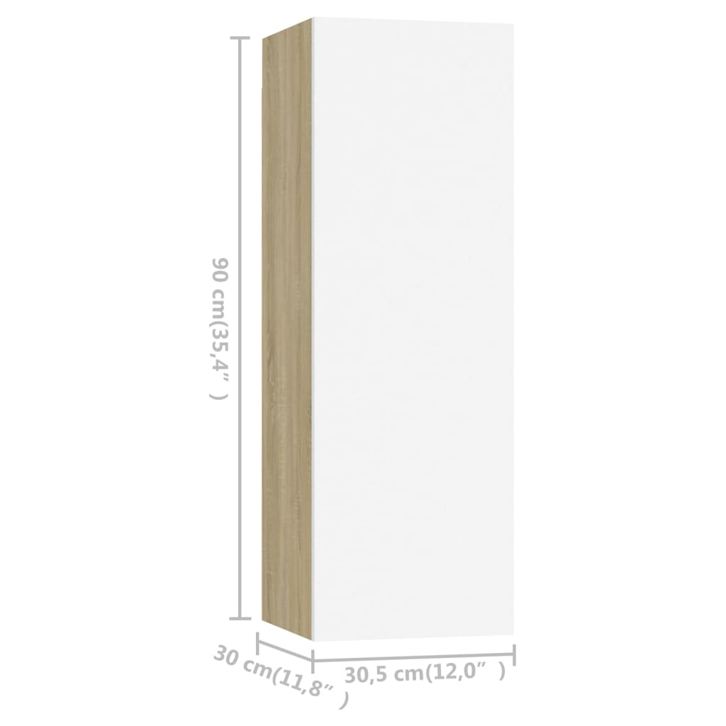 vidaXL fehér és tölgyszínű forgácslap TV-szekrény 30,5 x 30 x 90 cm
