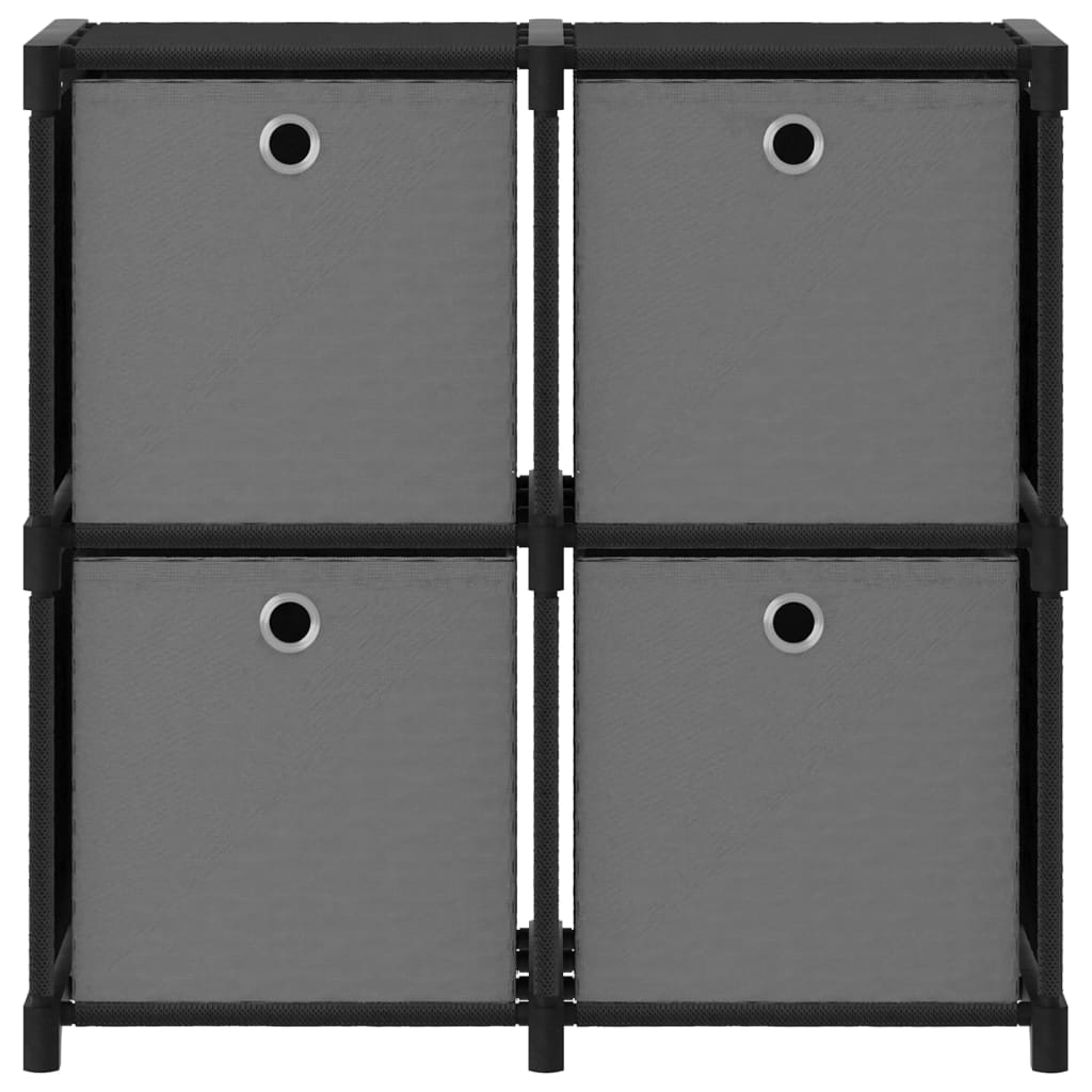 vidaXL 4 rekeszes fekete szövet bemutató polc dobozokkal 69x30x72,5 cm