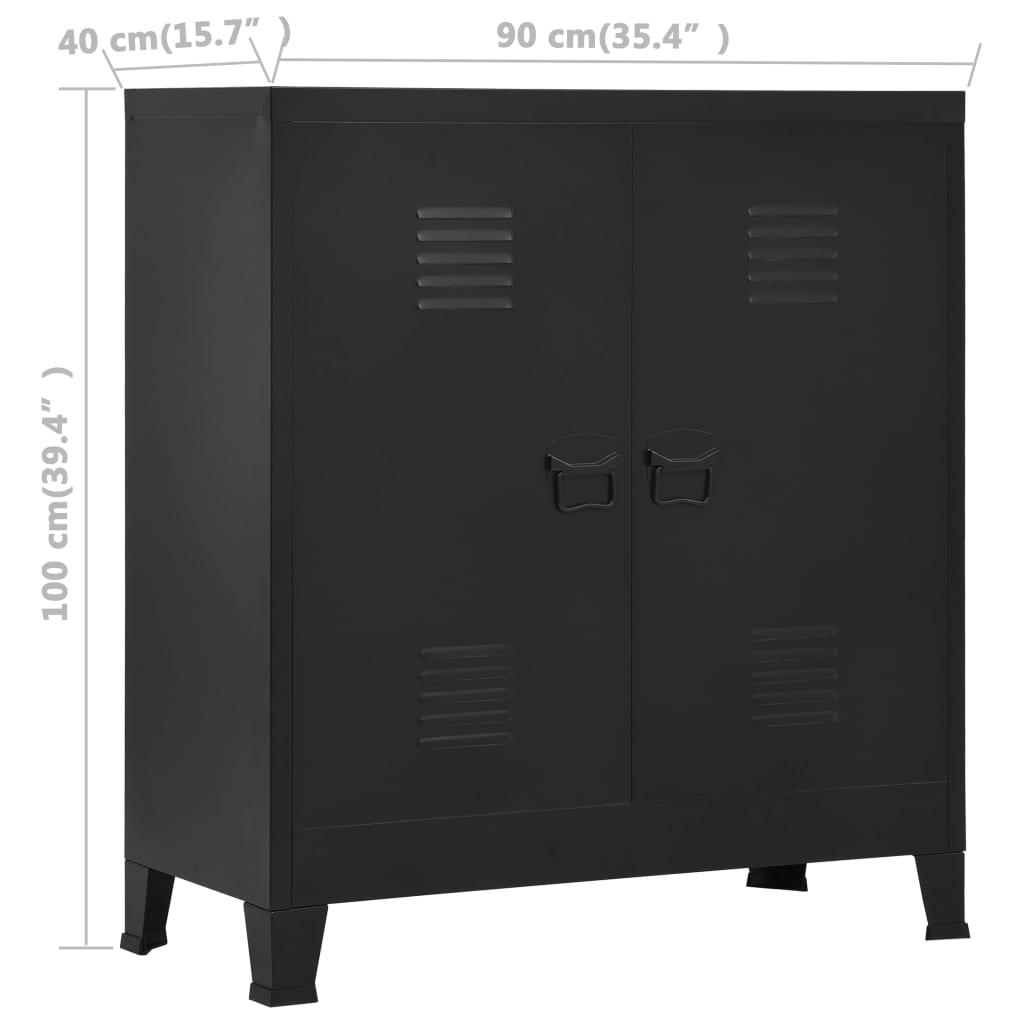 vidaXL fekete acél ipari tárolószekrény 90 x 40 x 100 cm