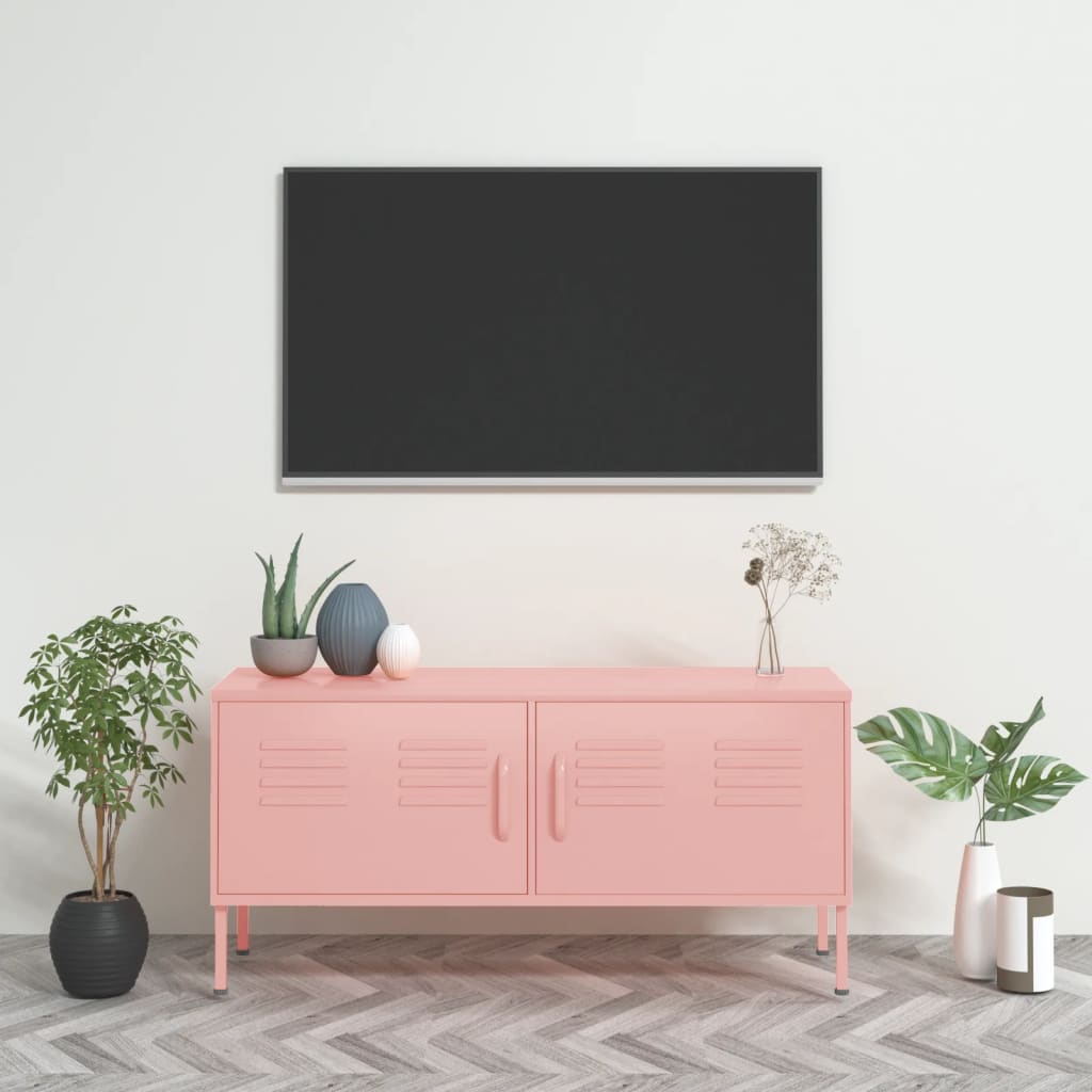 vidaXL rózsaszín acél TV-szekrény 105 x 35 x 50 cm