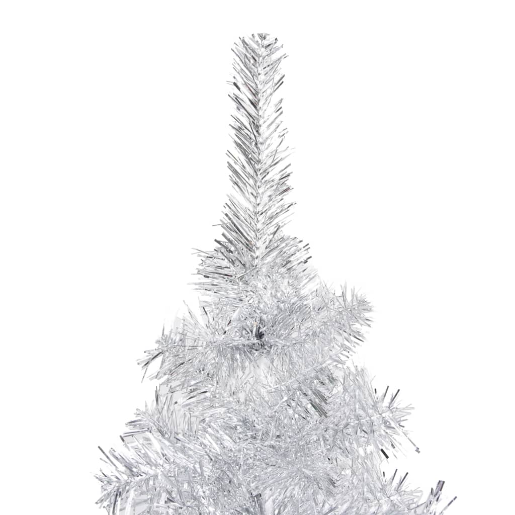 vidaXL ezüstszínű PET megvilágított műkarácsonyfa gömb szettel 210 cm