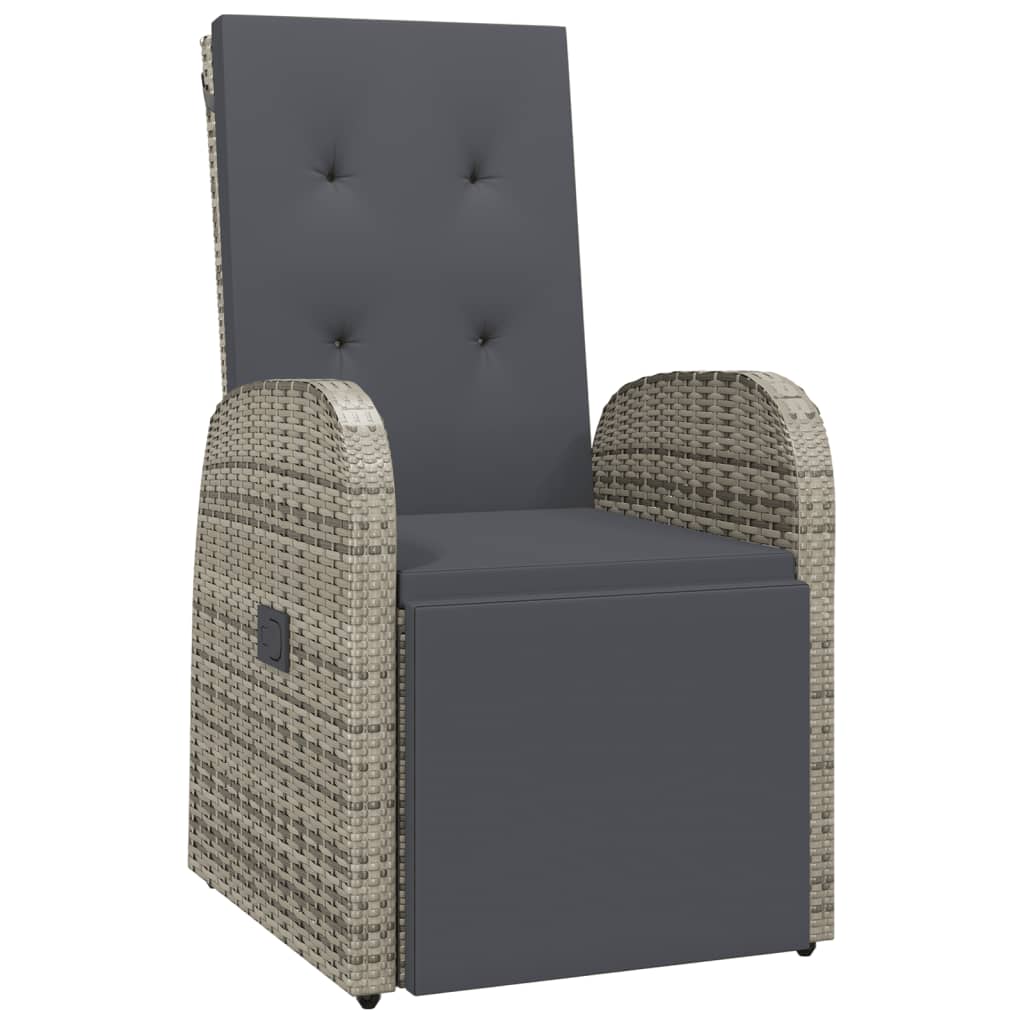 vidaXL szürke dönthető háttámlás polyrattan kerti szék párnával